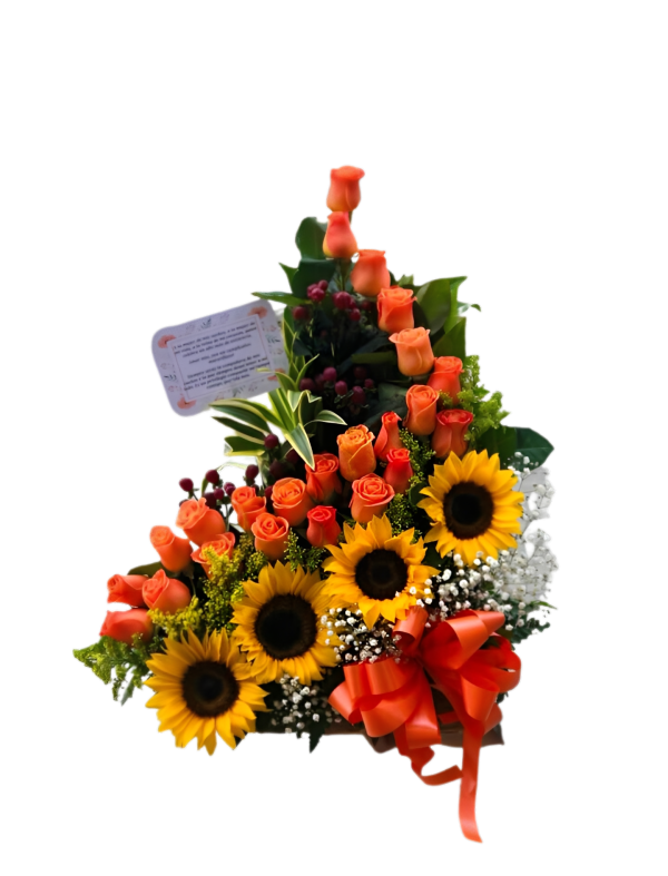 Arreglo x4 girasoles y rosas R98